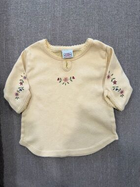 Vintage Arizona Jean Company Baby Top 0-3 Months Yellow Floral Cottagecore
